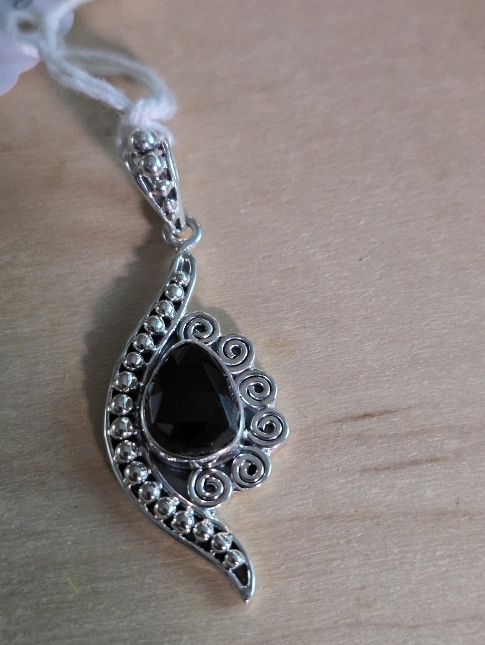 Sterling Silver Garnet Teardrop Pendant Necklace